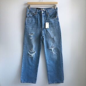 Levi’s Premium Ribcage Straight Ankle High Rise  Distressed Denim Jeans Size 27